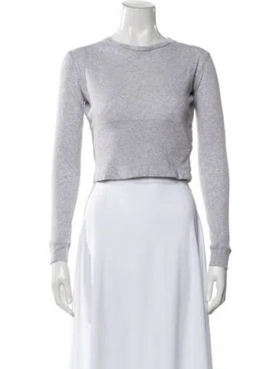 Pre-owned Wardrobe.nyc Crew Neck Long Sleeve Crop Top In Gray