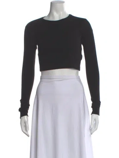 Pre-owned Wardrobe.nyc Crew Neck Long Sleeve Crop Top In Gray