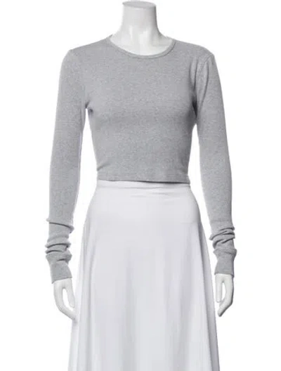 Pre-owned Wardrobe.nyc Crew Neck Long Sleeve Crop Top In Gray
