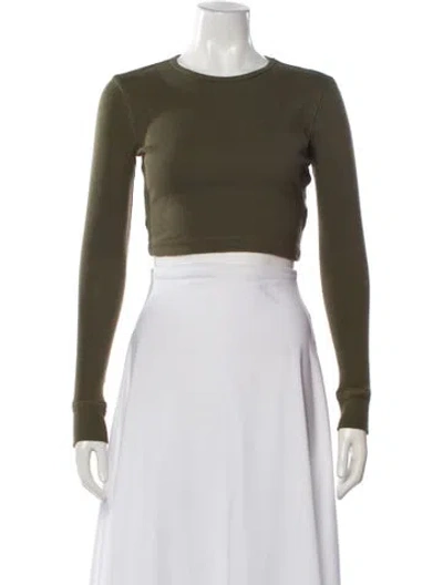 Pre-owned Wardrobe.nyc Crew Neck Long Sleeve Crop Top In Green