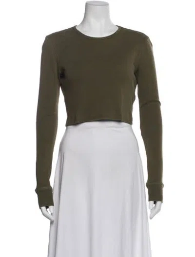 Pre-owned Wardrobe.nyc Crew Neck Long Sleeve Crop Top In Green