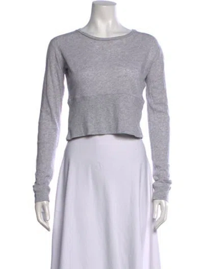 Pre-owned Wardrobe.nyc Crew Neck Long Sleeve Crop Top In Grey