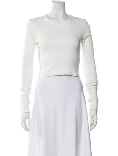 Pre-owned Wardrobe.nyc Crew Neck Long Sleeve Crop Top In White