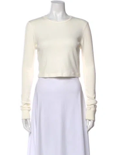 Pre-owned Wardrobe.nyc Crew Neck Long Sleeve Crop Top In White