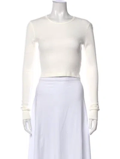 Pre-owned Wardrobe.nyc Crew Neck Long Sleeve Crop Top In White