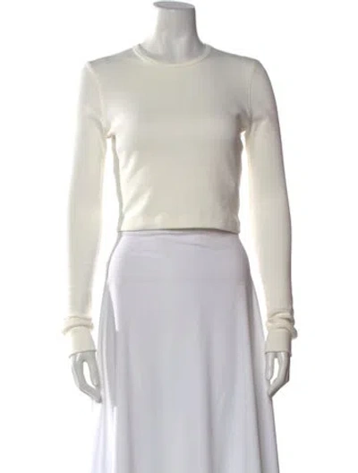 Pre-owned Wardrobe.nyc Crew Neck Long Sleeve Crop Top In White