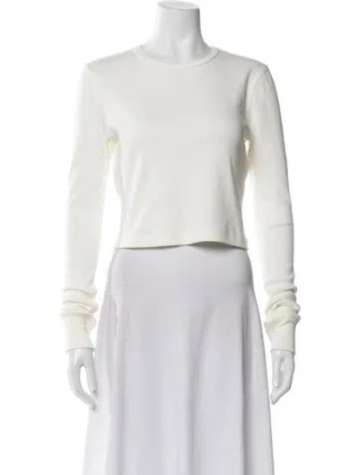 Pre-owned Wardrobe.nyc Crew Neck Long Sleeve Crop Top In White
