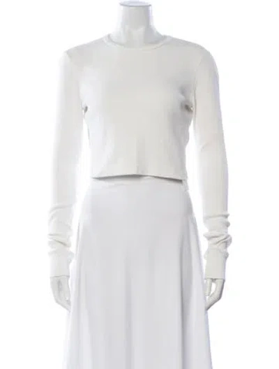 Pre-owned Wardrobe.nyc Crew Neck Long Sleeve Crop Top In White