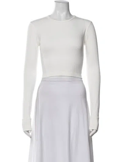 Pre-owned Wardrobe.nyc Crew Neck Long Sleeve Crop Top In White