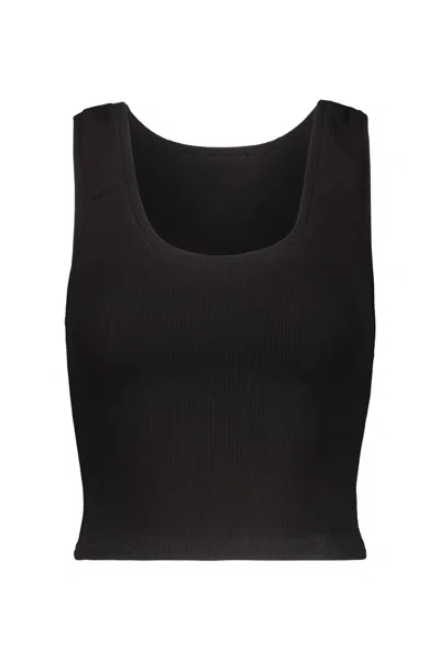 Wardrobe.nyc Stretch Cotton Crop Tank Top In Black