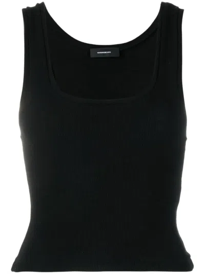 Wardrobe.nyc Stretch Cotton Crop Tank Top In Black