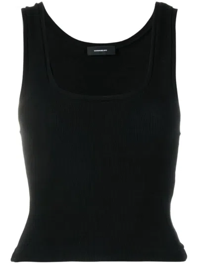 Wardrobe.nyc Stretch Cotton Crop Tank Top In Black