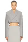 Shop Wardrobe.nyc Cropped Blazer In Grey Marl