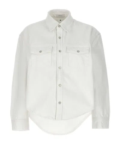 Wardrobe.nyc Cropped Denim Jacket In White