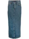 Wardrobe.nyc Indigo Faded Denim Midi Skirt In Blue