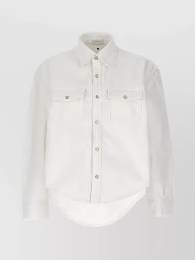 Wardrobe.nyc Denim Jacket With Chest Pockets And Collared Neck In White