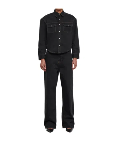 Wardrobe.nyc Denim Jacket With Chest Pockets In Black