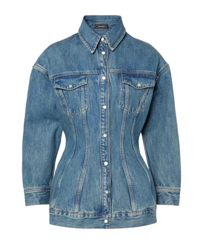 Wardrobe.nyc Denim Jacket With Nipped Waist In Blue
