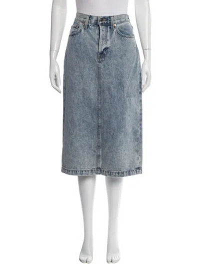 Pre-owned Wardrobe.nyc Distressed Accents Knee-length Skirt W/ Tags In Blue