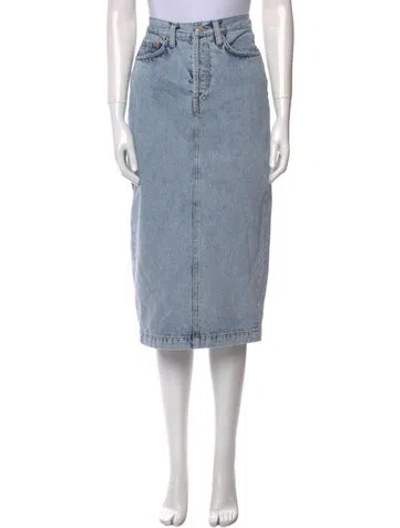 Pre-owned Wardrobe.nyc Distressed Accents Midi Length Skirt In Blue