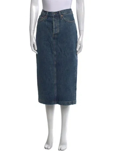 Pre-owned Wardrobe.nyc Distressed Accents Midi Length Skirt In Blue
