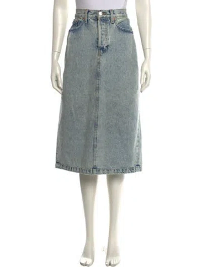 Pre-owned Wardrobe.nyc Distressed Accents Midi Length Skirt In Blue