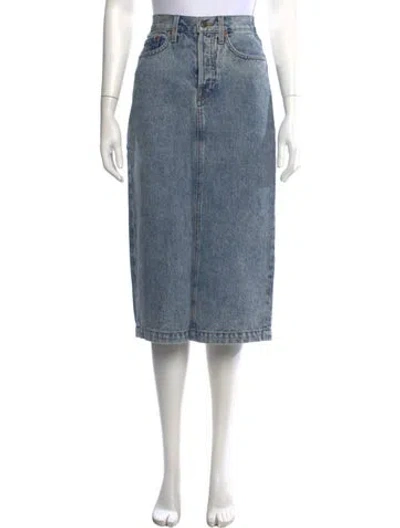 Pre-owned Wardrobe.nyc Distressed Accents Midi Length Skirt In Blue
