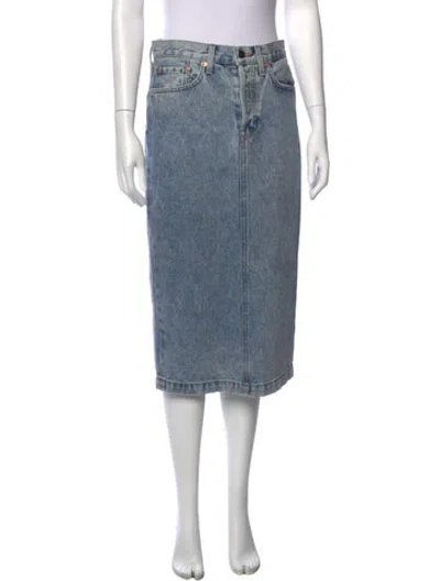 Pre-owned Wardrobe.nyc Distressed Accents Midi Length Skirt In Blue