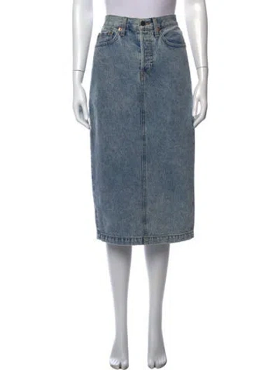 Pre-owned Wardrobe.nyc Distressed Accents Midi Length Skirt In Blue