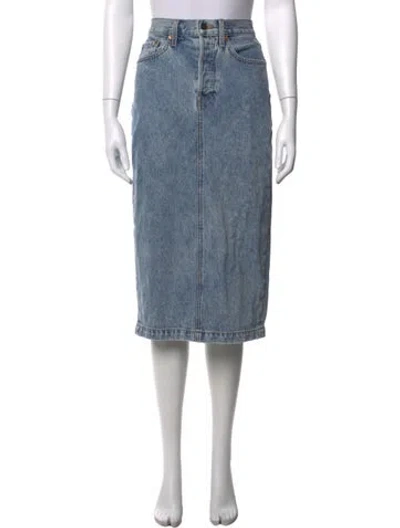 Pre-owned Wardrobe.nyc Distressed Accents Midi Length Skirt In Blue