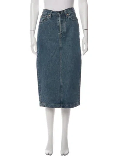 Pre-owned Wardrobe.nyc Distressed Accents Midi Length Skirt In Blue