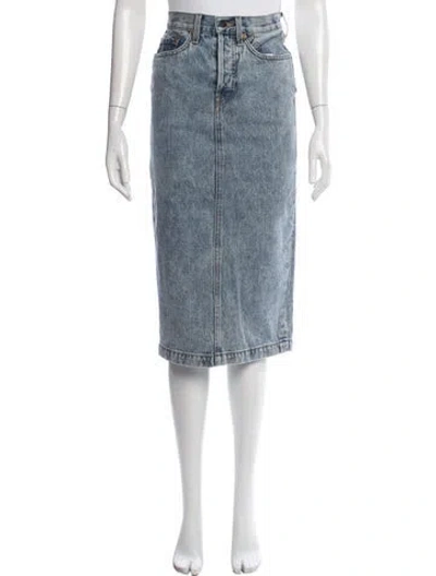 Pre-owned Wardrobe.nyc Distressed Accents Midi Length Skirt W/ Tags In Blue