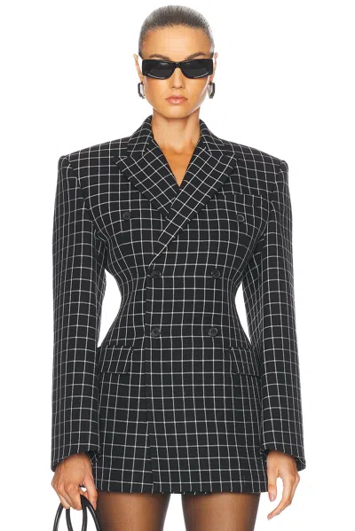 Wardrobe.nyc Double Breasted Blazer In Black Plaid