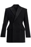 Wardrobe.nyc Fitted-waistline Double-breasted Blazer Dress In Black