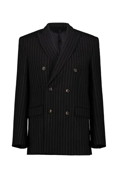 Wardrobe.nyc Double-breasted Pinstripe Blazer Clothing In Black