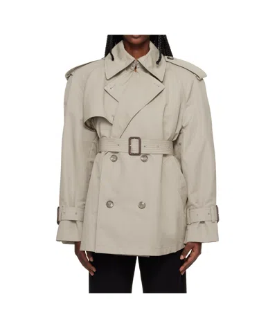 Wardrobe.nyc Double-breasted Belted Trench Coat In Green