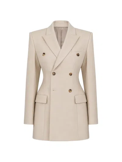 Wardrobe.nyc Double-breasted Contour Blazer In Neutral