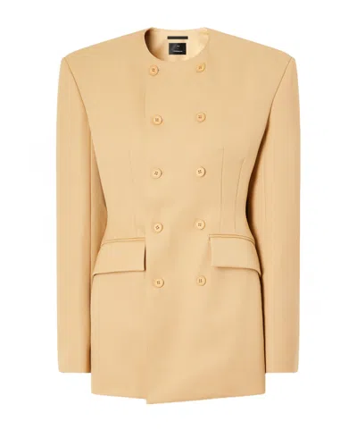 Wardrobe.nyc Double-breasted Long-sleeved Suit Jacket In Nude