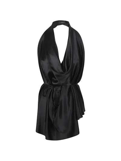 Wardrobe.nyc Draped Tie Waist Top In Black