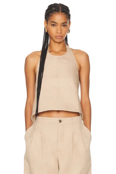 Wardrobe.nyc Drill Backless Halter Top In Khaki