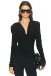 Wardrobe.nyc Evening Draped Cowl-neck Stretch-crepe Top In Multi