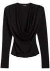 Wardrobe.nyc Evening Draped Cowl-neck Stretch-crepe Top In Black