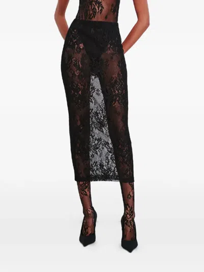 Wardrobe.nyc Floral Lace Skirt In Brown