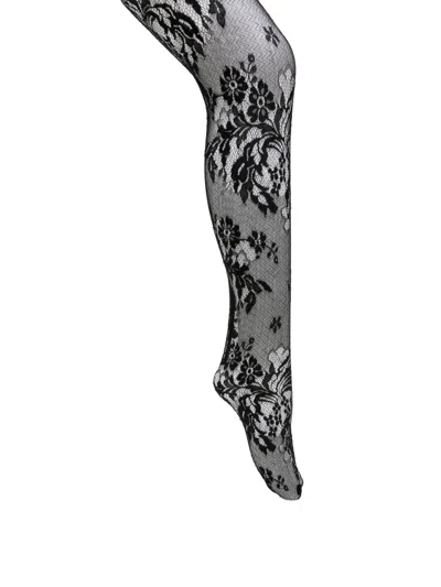 Wardrobe.nyc Floral-lace Tights In Neutral