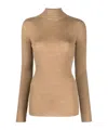 Wardrobe.nyc Funnel-neck Ribbed-knit Top In Brown