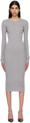 Wardrobe.nyc Gray Long Sleeve Midi Dress In Grey Marl