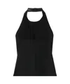 Wardrobe.nyc Buckle Halterneck Open Back Sleeveless Top