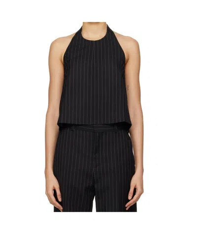 Wardrobe.nyc Halter Top - Black Pinstripe