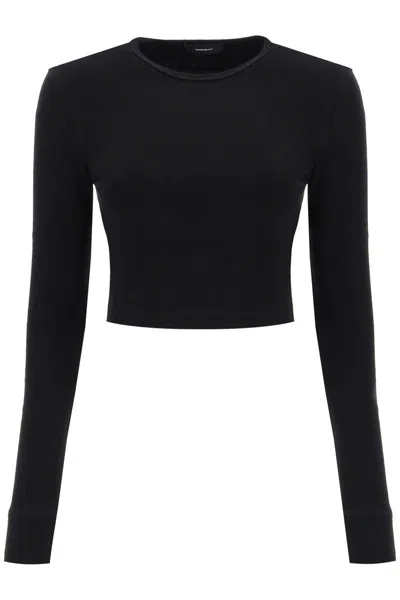 Wardrobe.nyc Women's Long-sleeve Crop T-shirt In Black