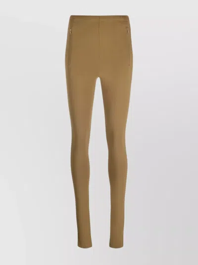 Wardrobe.nyc High-waisted Leggings With Side Zip Pockets In Brown